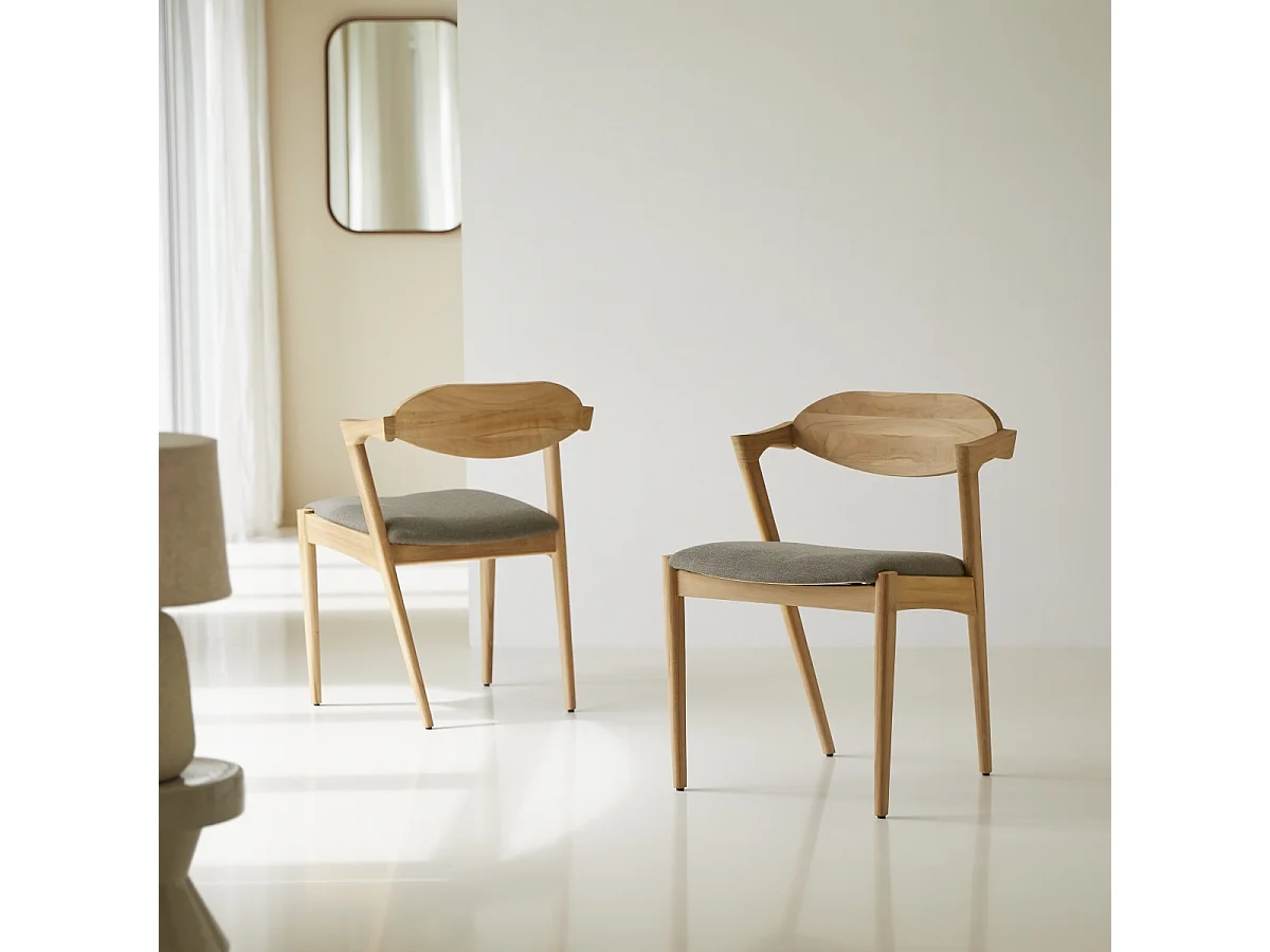 Sedia Guido in legno di teak massello e tessuto