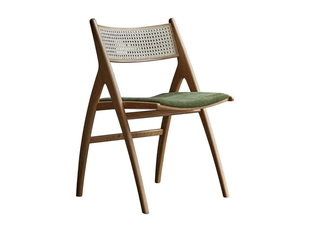 Chaise en bois de chêne massif et velours vert