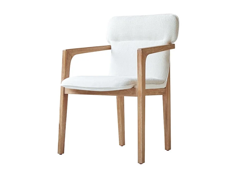 Fauteuil Viktor en bois d'acacia massif et tissu écru