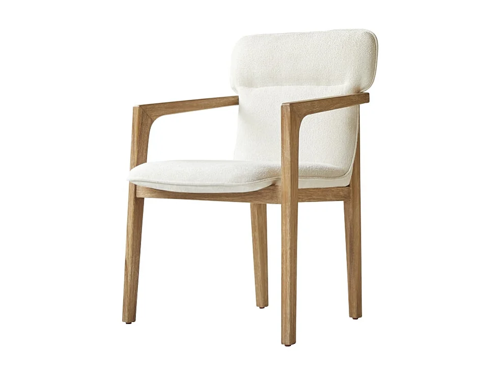 Fauteuil Viktor en bois d'acacia massif et tissu écru