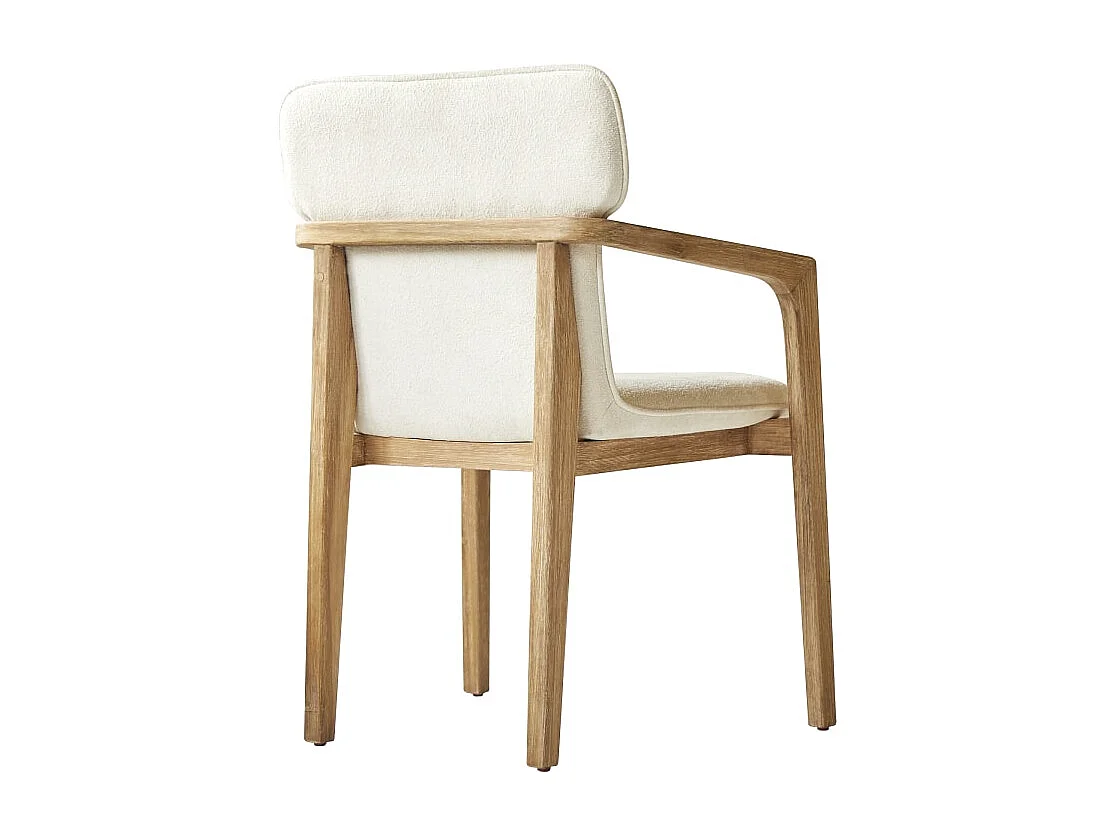 Fauteuil Viktor en bois d'acacia massif et tissu écru