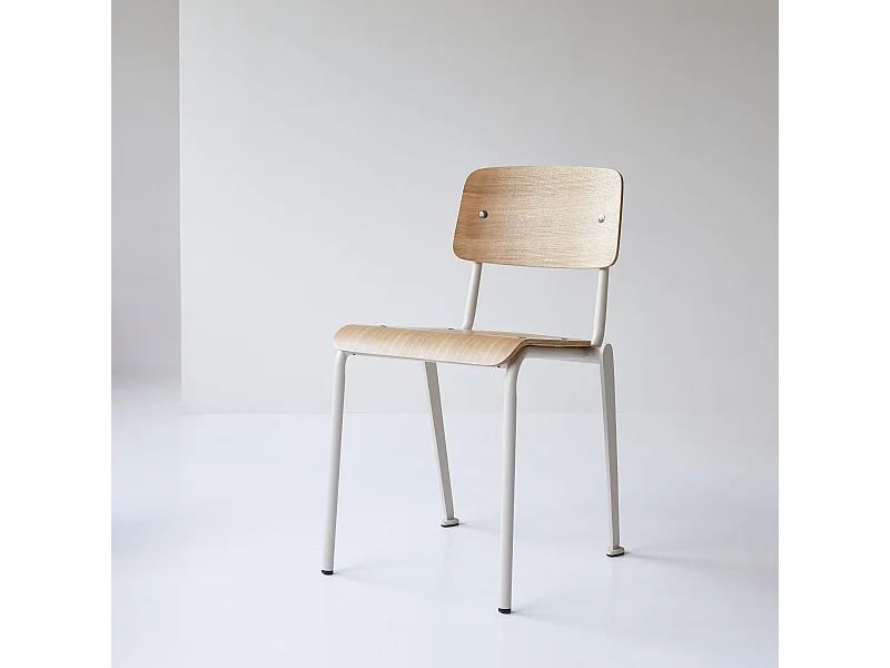 Sedia in metallo e legno di frassino Mio white