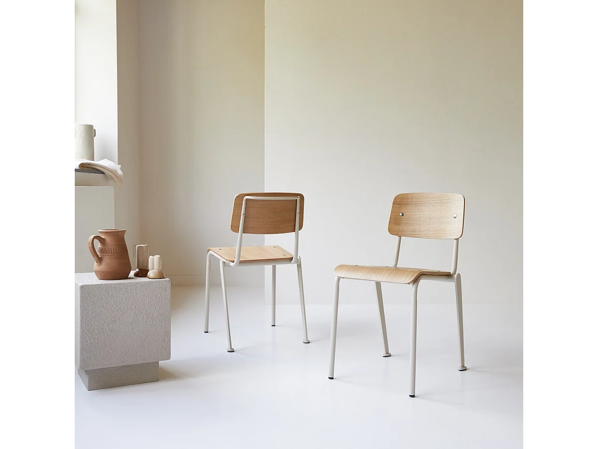 Sedia in metallo e legno di frassino Mio white