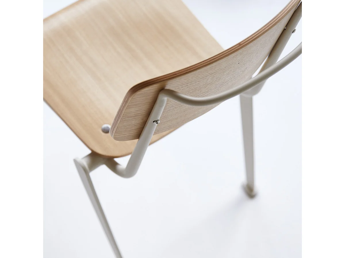 Sedia in metallo e legno di frassino Mio white