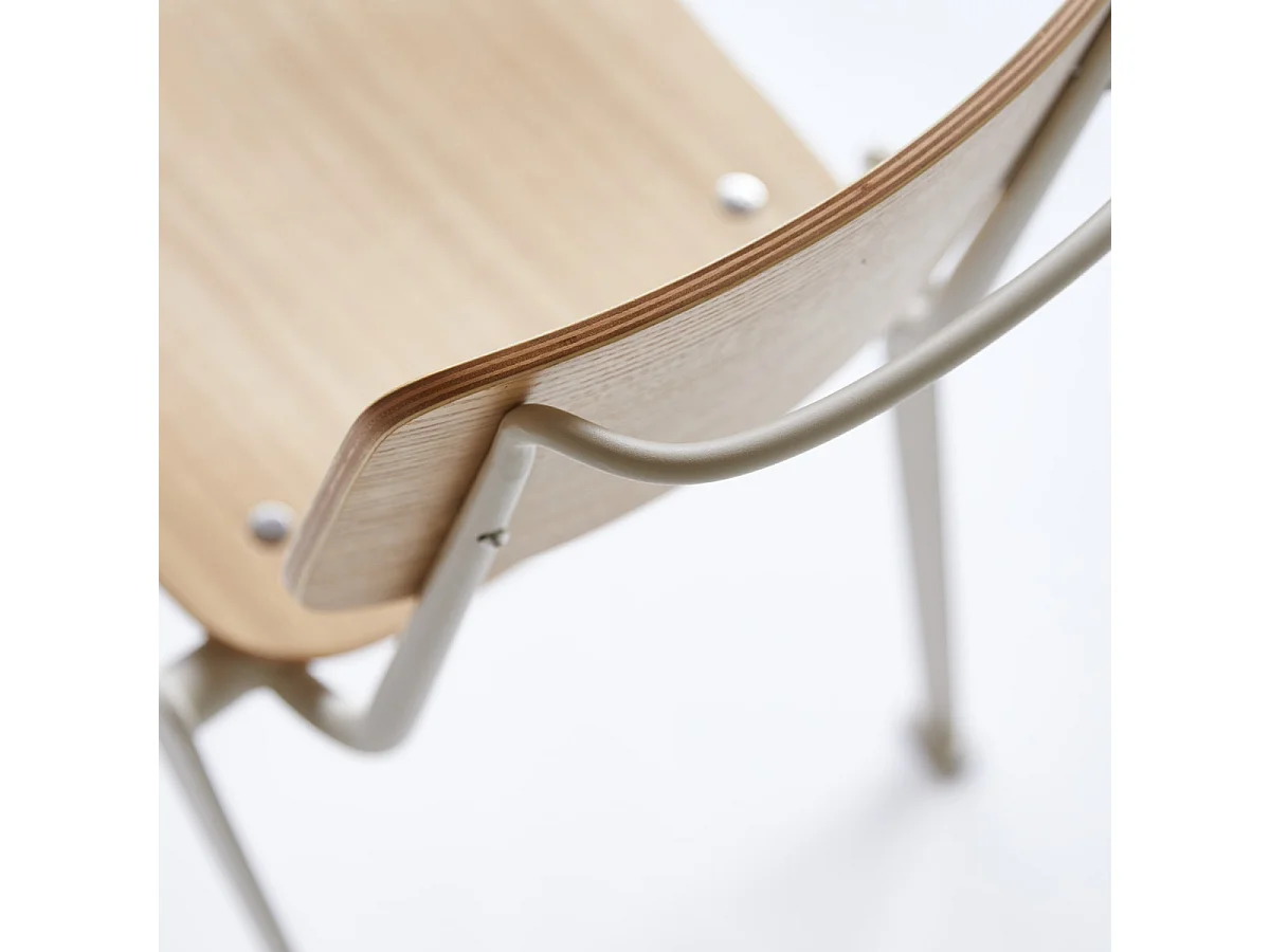 Stuhl Mio aus Metall und Eschenholz, white