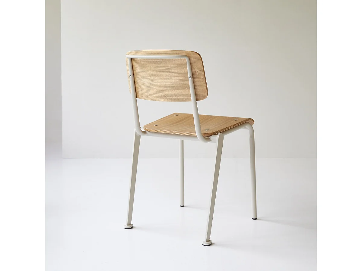 Stuhl Mio aus Metall und Eschenholz, white