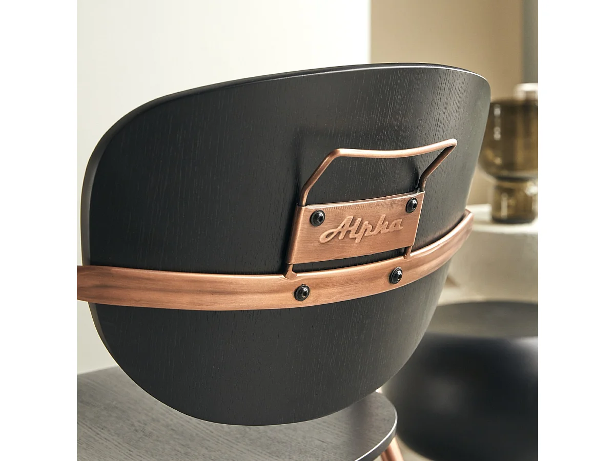 Sedia in metallo e legno di quercia Ada copper