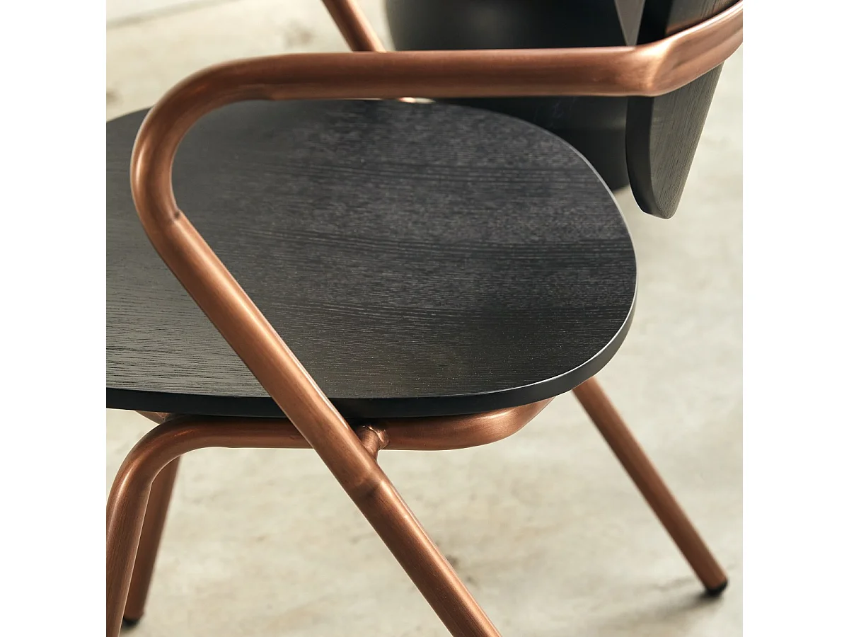 Sedia in metallo e legno di quercia Ada copper