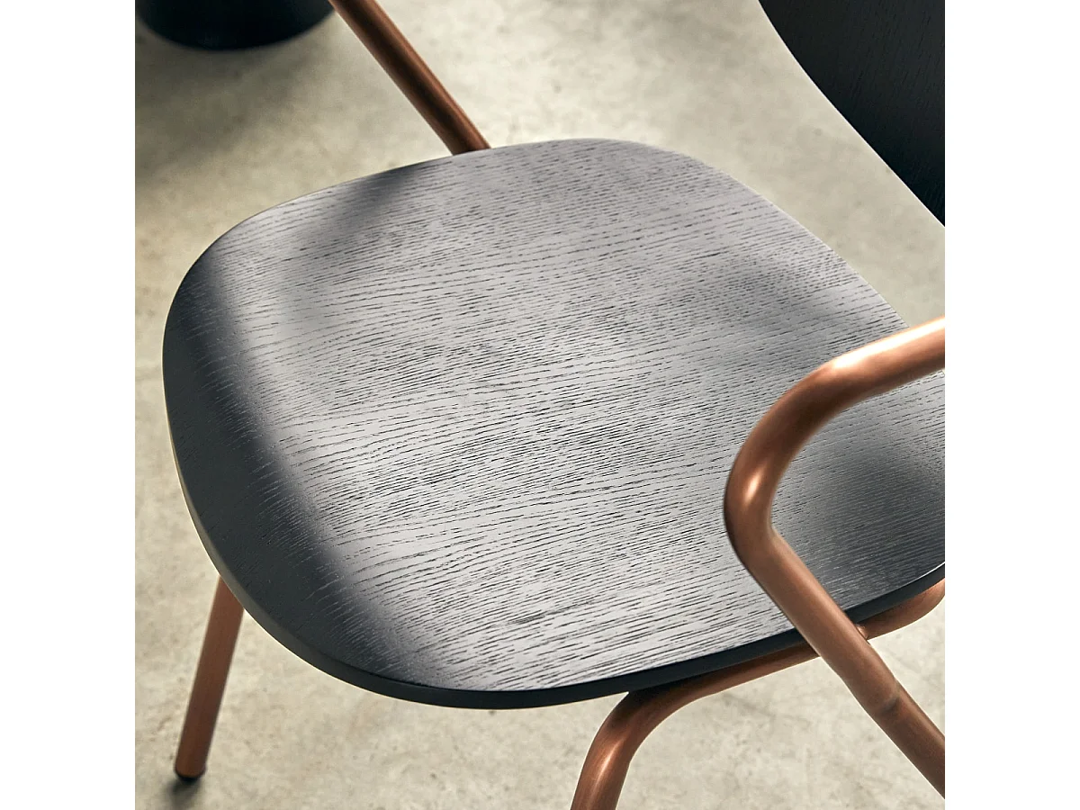 Sedia in metallo e legno di quercia Ada copper