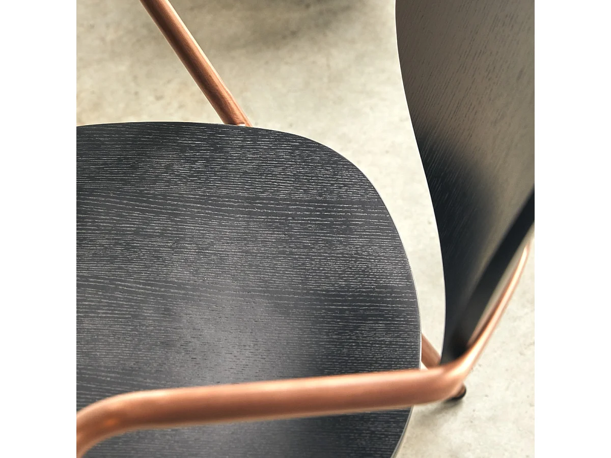 Sedia in metallo e legno di quercia Ada copper