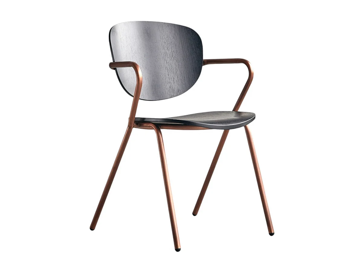 Sedia in metallo e legno di quercia Ada copper