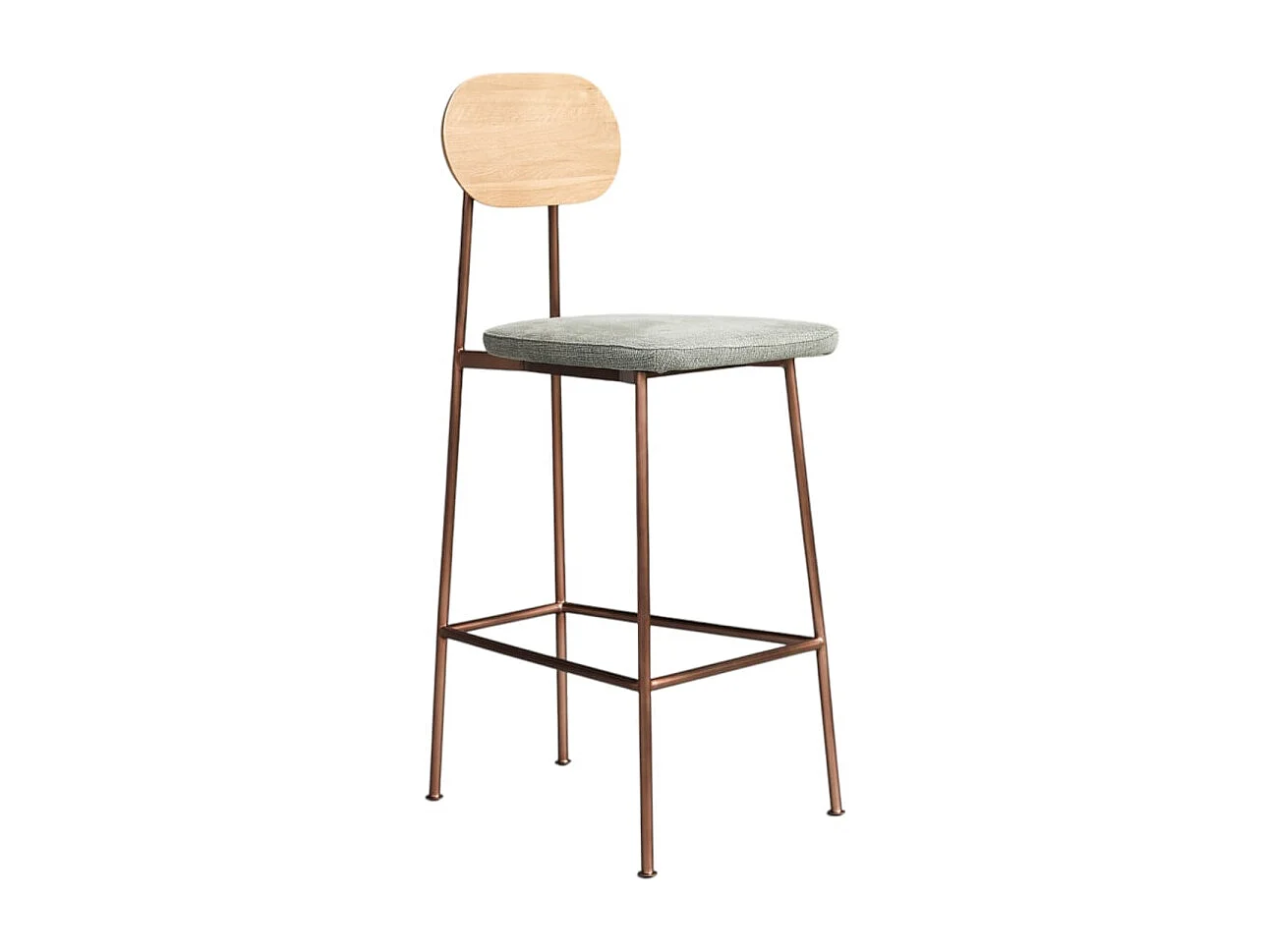 Sgabello da bar Yutapi linen green in legno di quercia