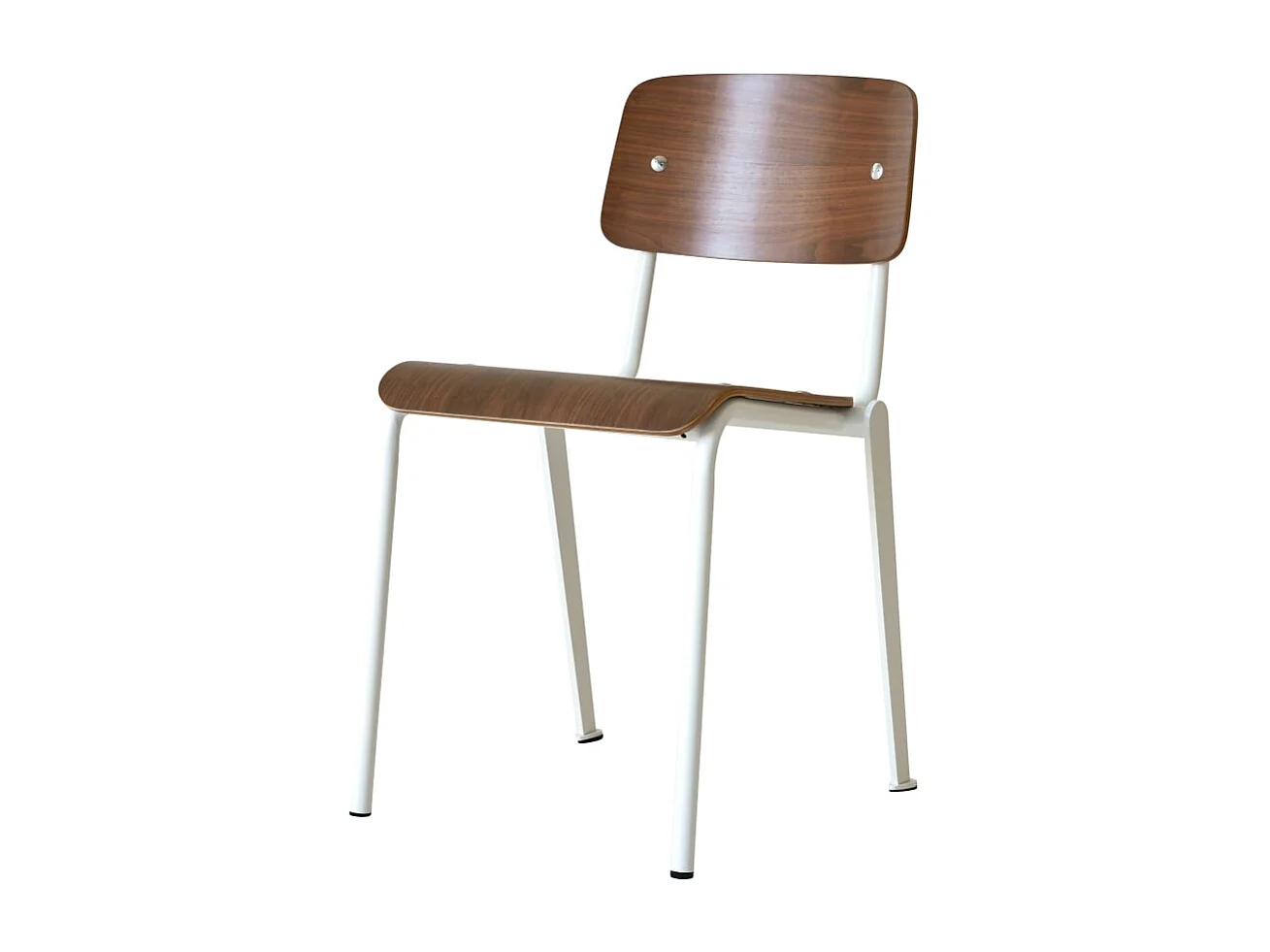 Stuhl Mio White aus Metall und Nussbaumholz