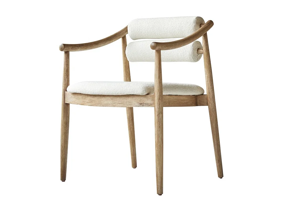 Sessel Colombe aus massivem Akazienholz und Boucléstoff