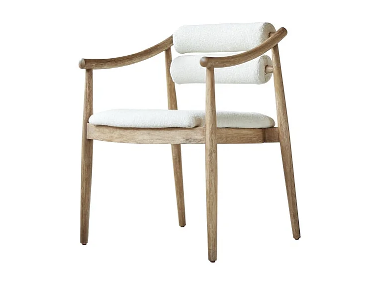 Sessel Colombe aus massivem Akazienholz und Boucléstoff