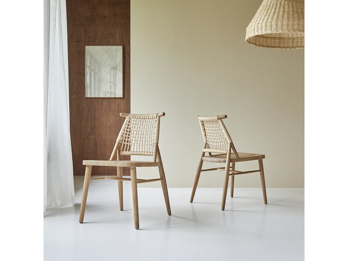 Set di 2 sedie in legno d'acacia e corda Arturo