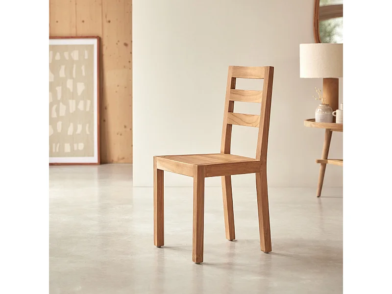 Stuhl Sitzgelegenheit massives Teak helles Holz Wohnzimmer Alto Neu Tikamoon
