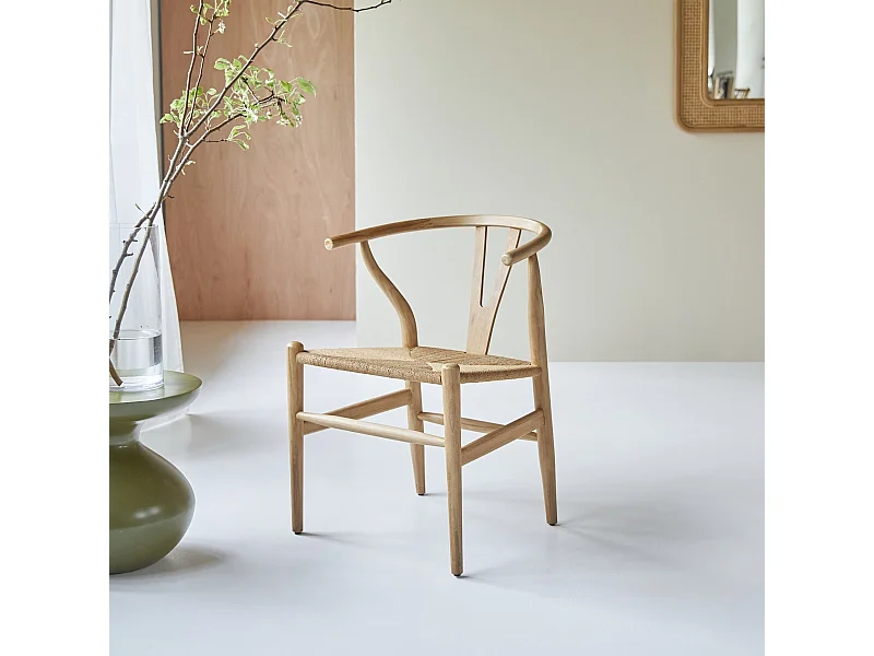 Sedia in legno di teak massello scuro e intreccio Blaise