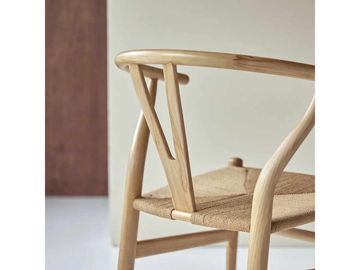 Sedia in legno di teak massello scuro e intreccio Blaise