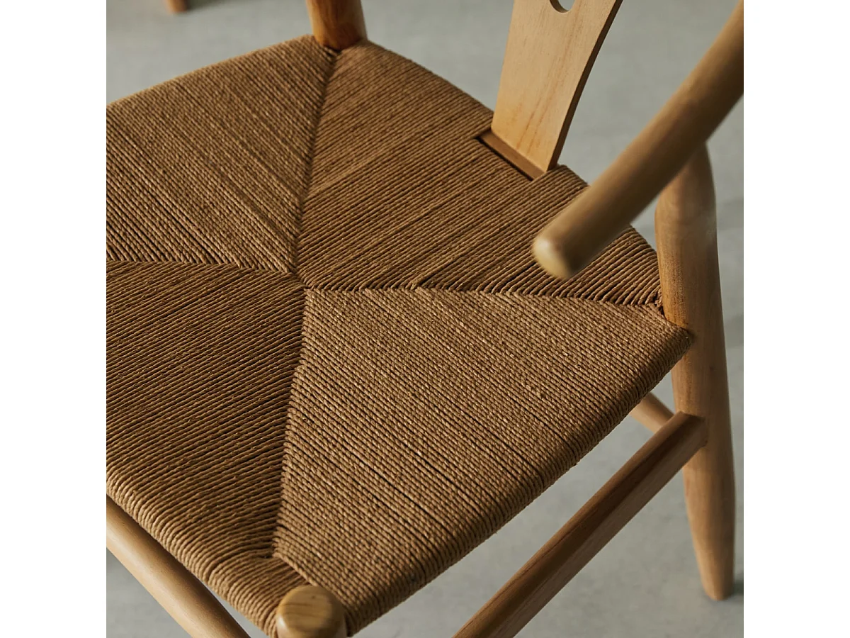 Chaise en bois de teck massif clair et tissage Blaise