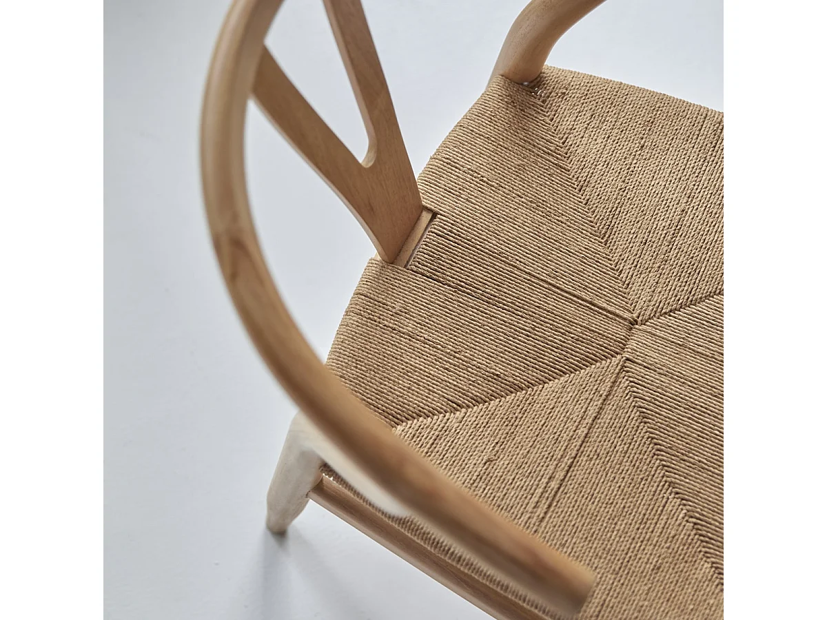 Chaise en bois de teck massif clair et tissage Blaise