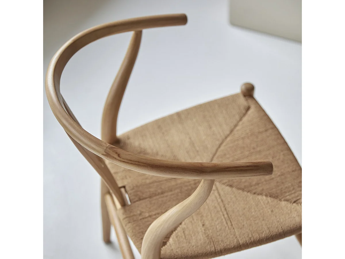 Chaise en bois de teck massif clair et tissage Blaise