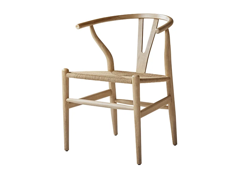 Chaise en bois de teck massif clair et tissage Blaise