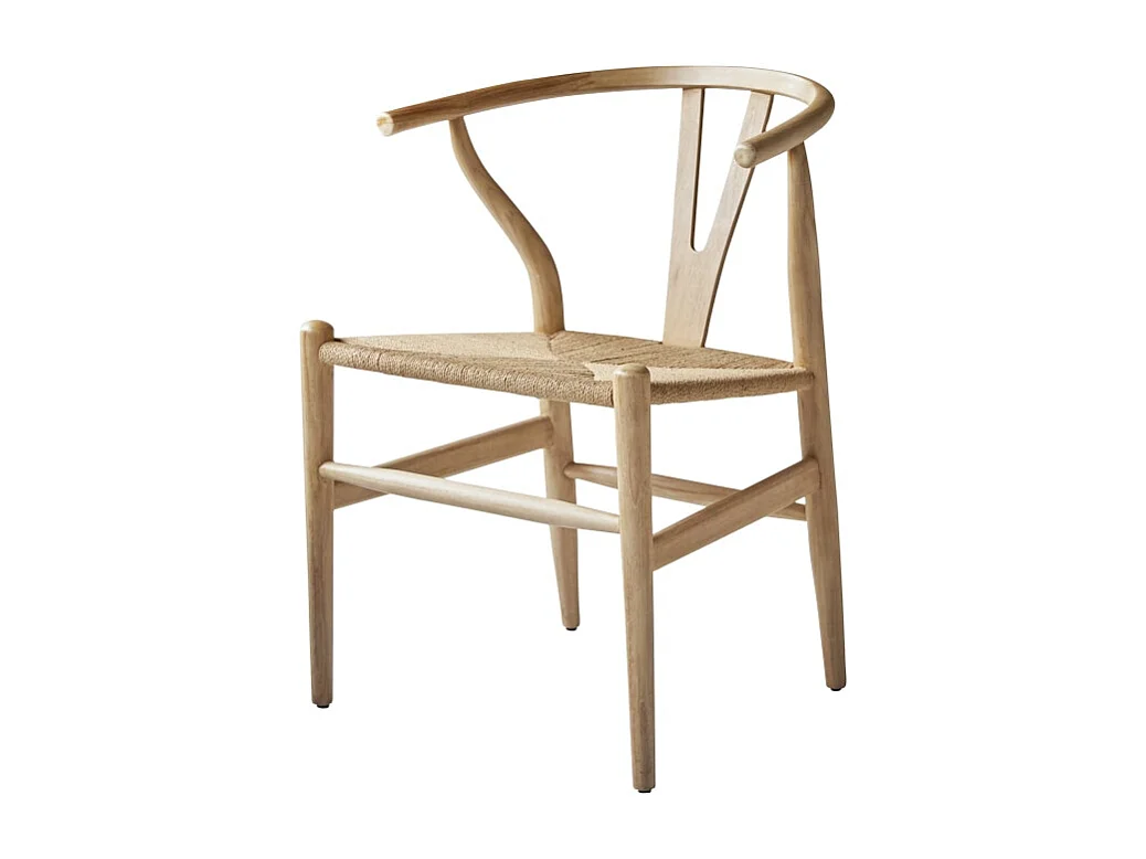 Chaise en bois de teck massif clair et tissage Blaise