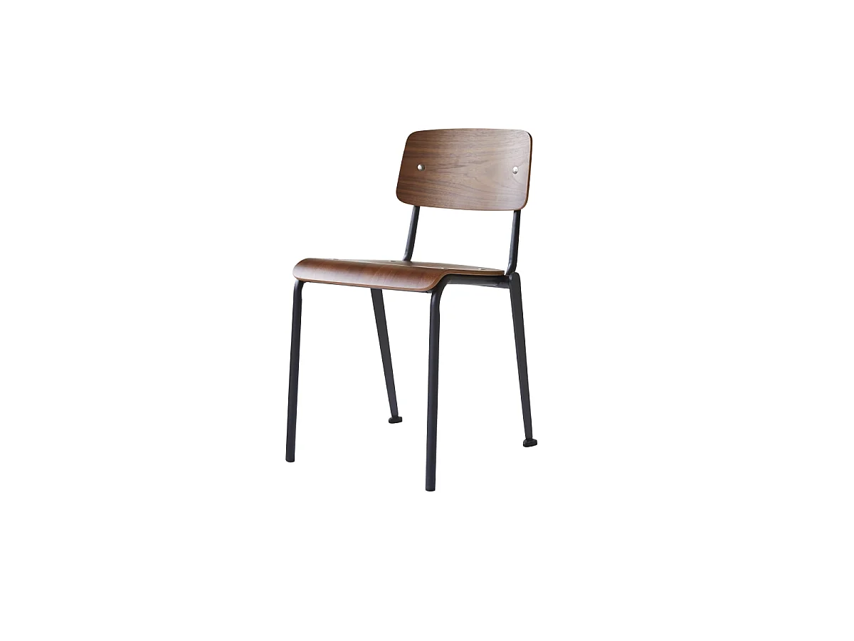 Stuhl Mio aus Metall und Nussbaumholz, black