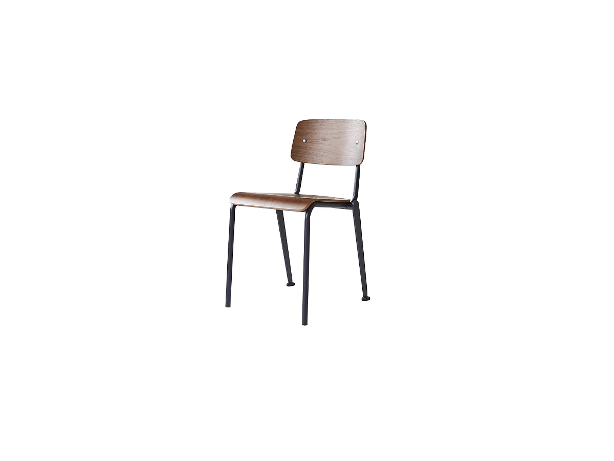Stuhl Mio aus Metall und Nussbaumholz, black