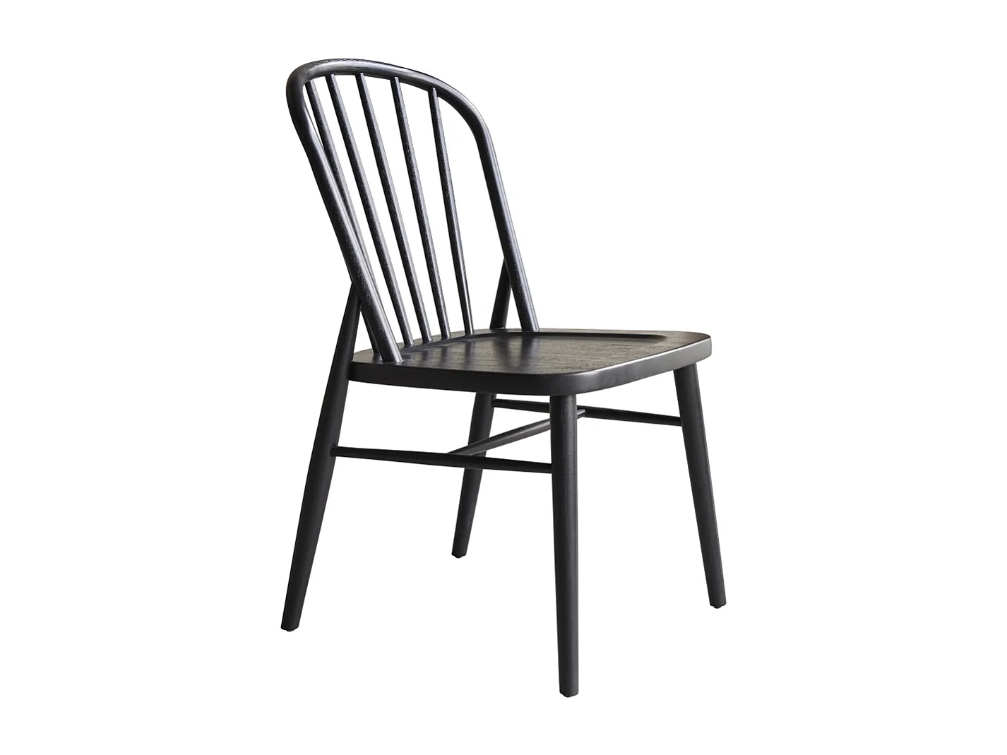 Sedia con doghe verticali in legno massello di acacia nero Leonor