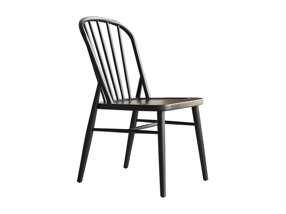 Sedia con doghe verticali in legno massello di acacia nero Leonor