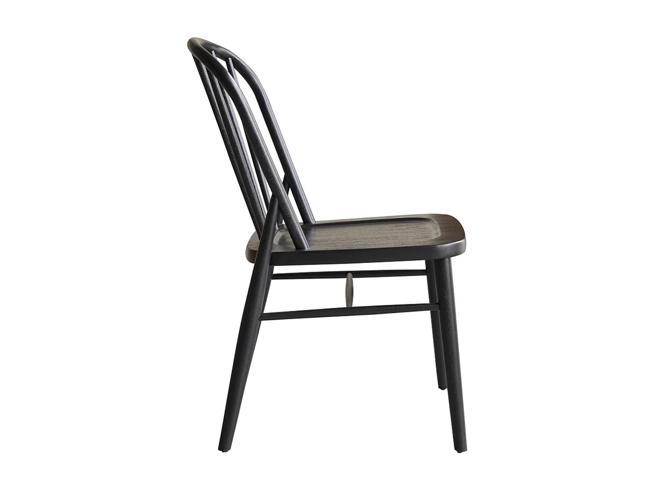 Sedia con doghe verticali in legno massello di acacia nero Leonor