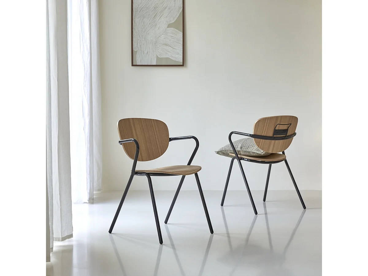 Sedia in metallo e legno di frassino Ada