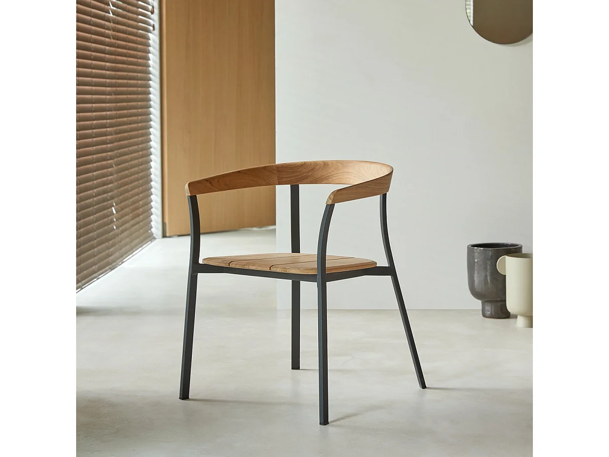 Stuhl Arco aus massivem Teakholz und Aluminium