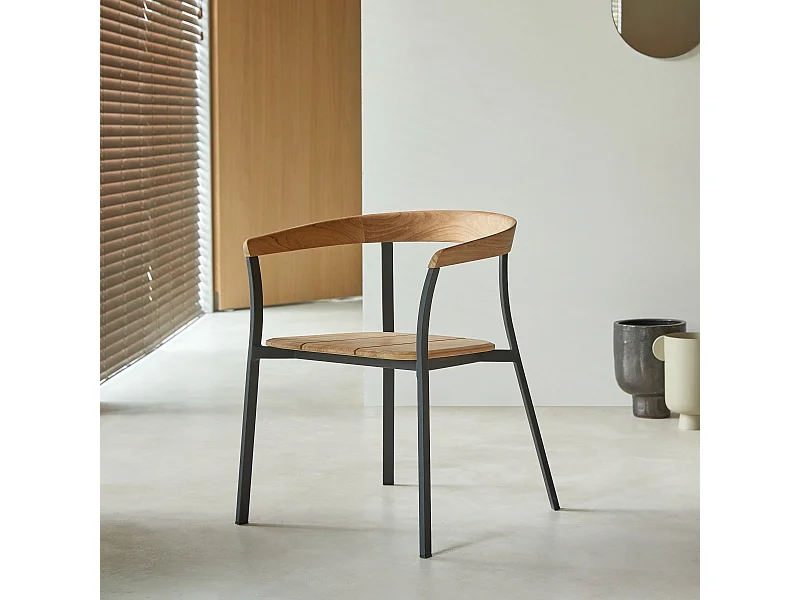 Sedia in legno massello di teak e alluminio Arco