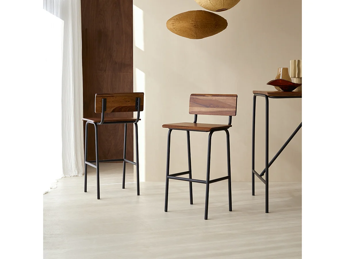 Barstuhl Talia aus Metall und Palisanderholz