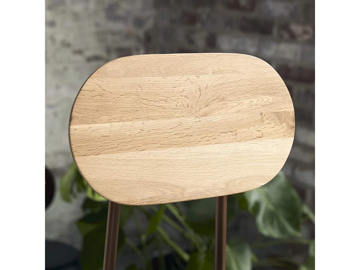 Sgabello da bar Yutapi cachi tweed in legno di quercia