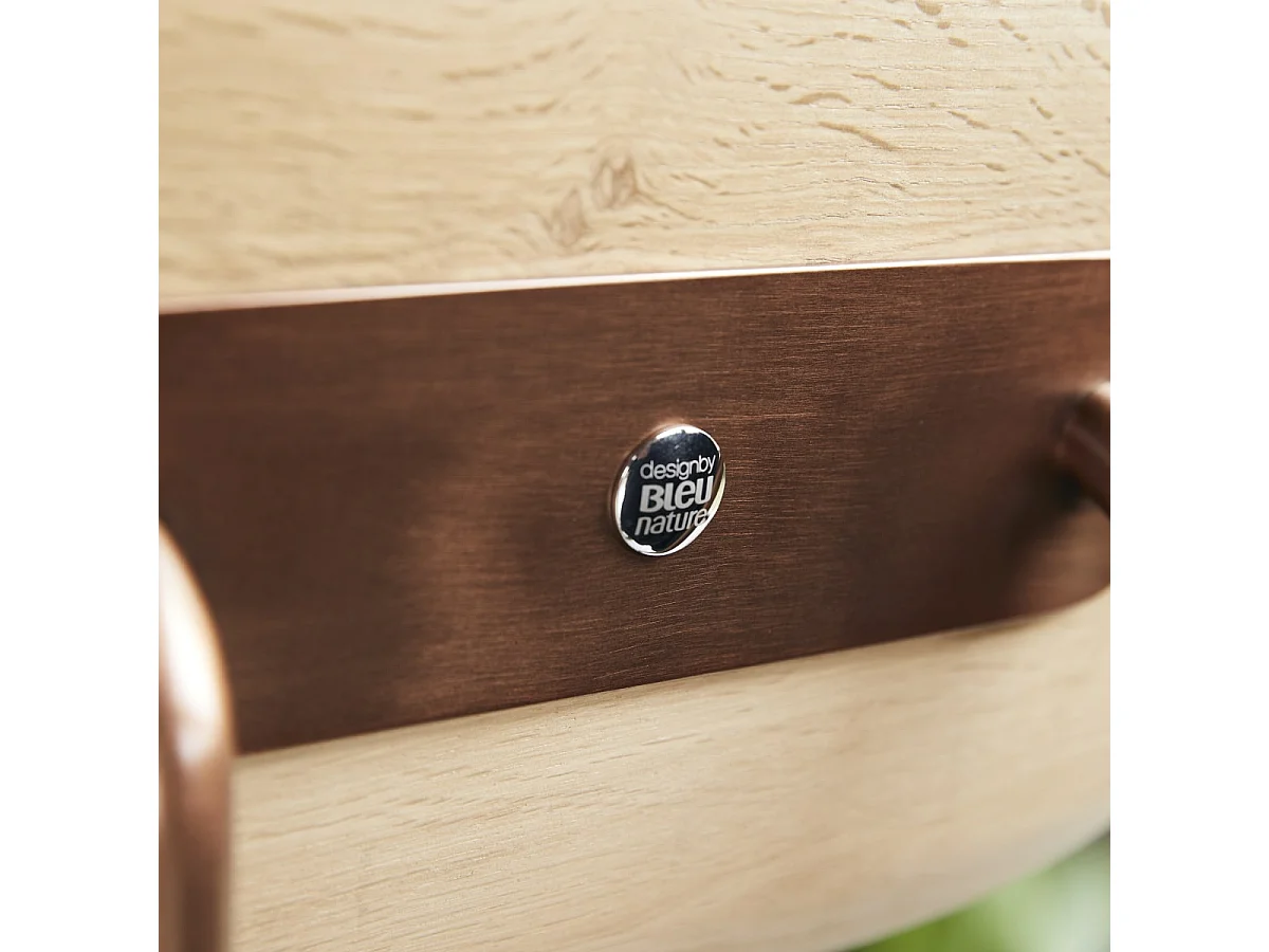 Sgabello da bar Yutapi cachi tweed in legno di quercia