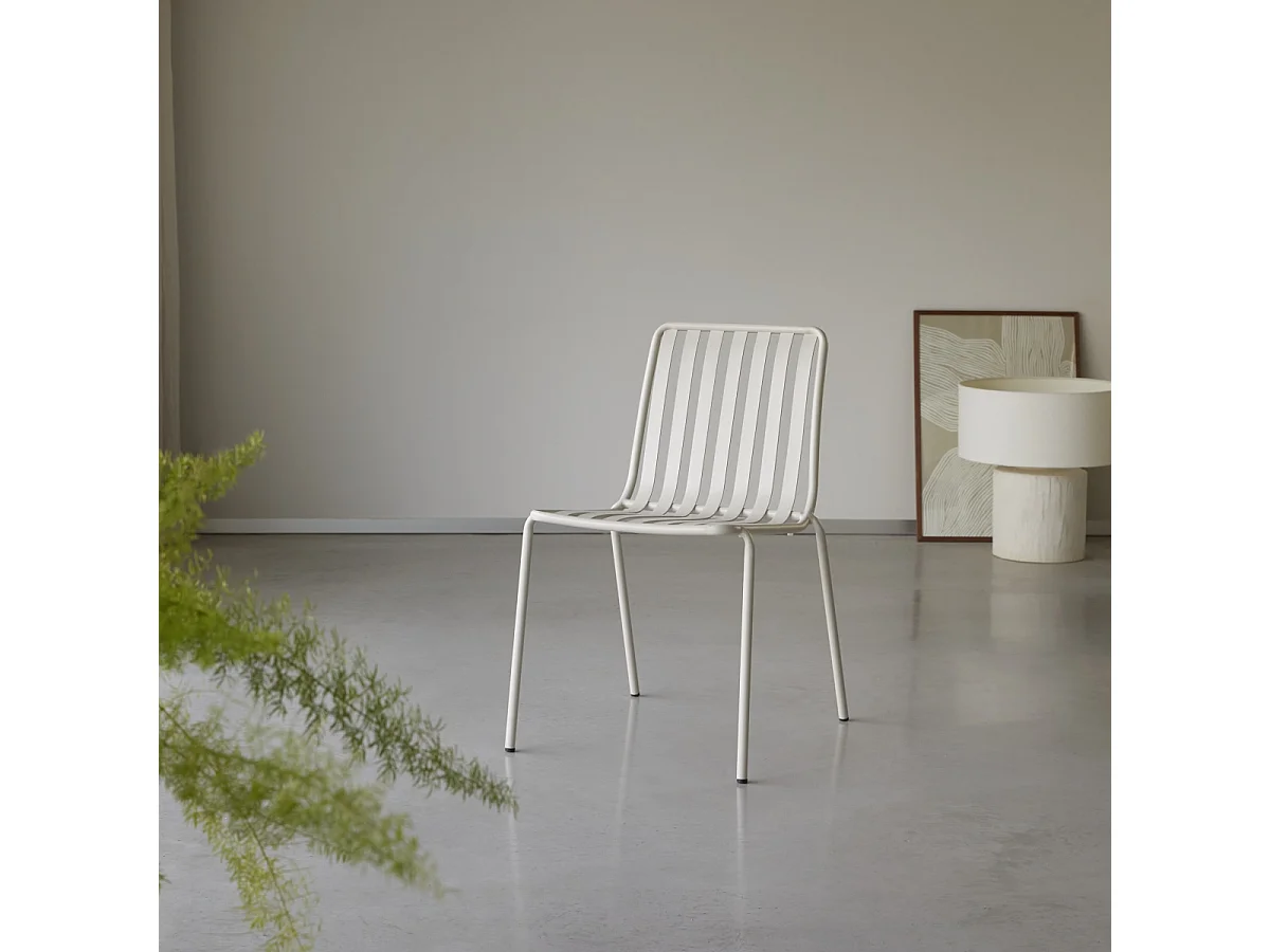 Sedia per interni in metallo cream