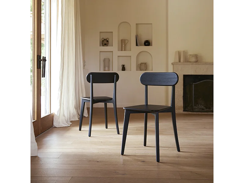 Set di 2 Sedie in legno di teak black Abel