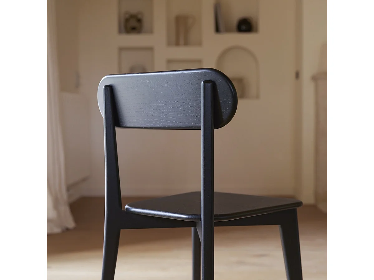Abel - Set of 2 black solid teak chairs
