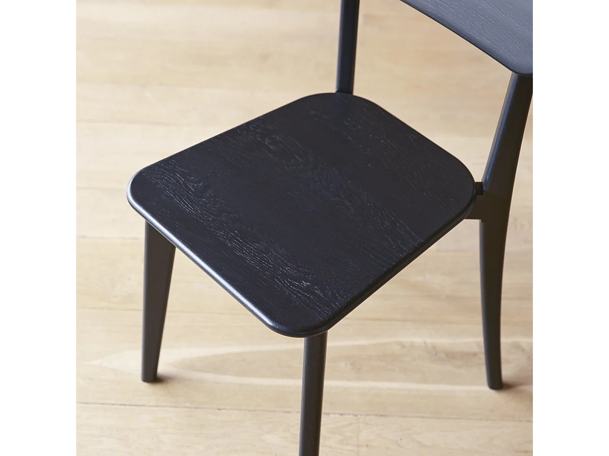 Abel - Set of 2 black solid teak chairs