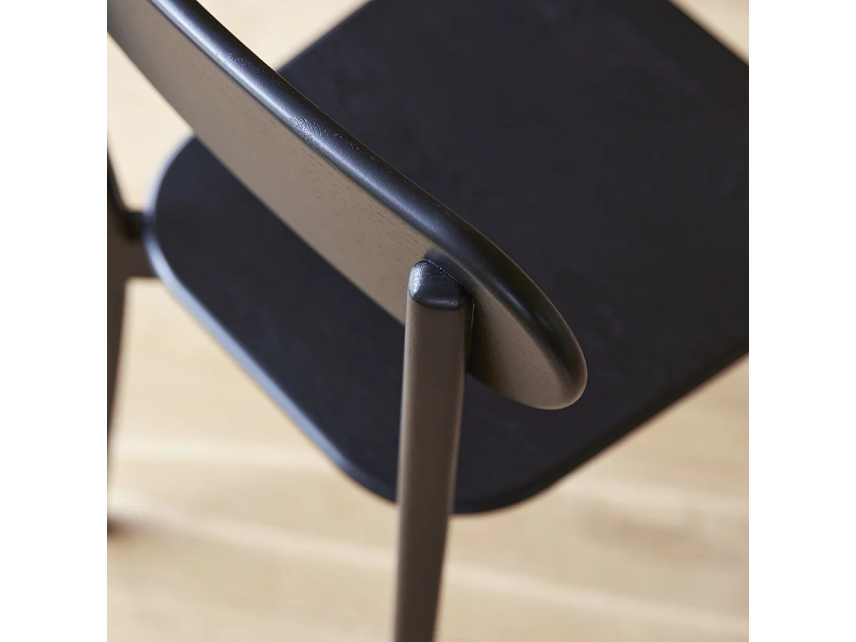 Abel - Set of 2 black solid teak chairs
