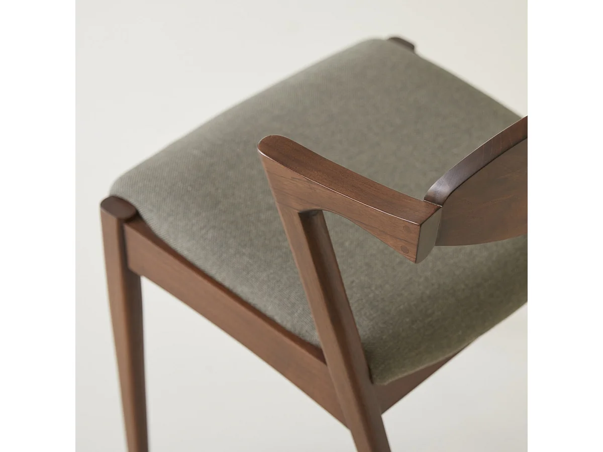 Stuhl Guido aus dunklem, massivem Teakholz und Stoff
