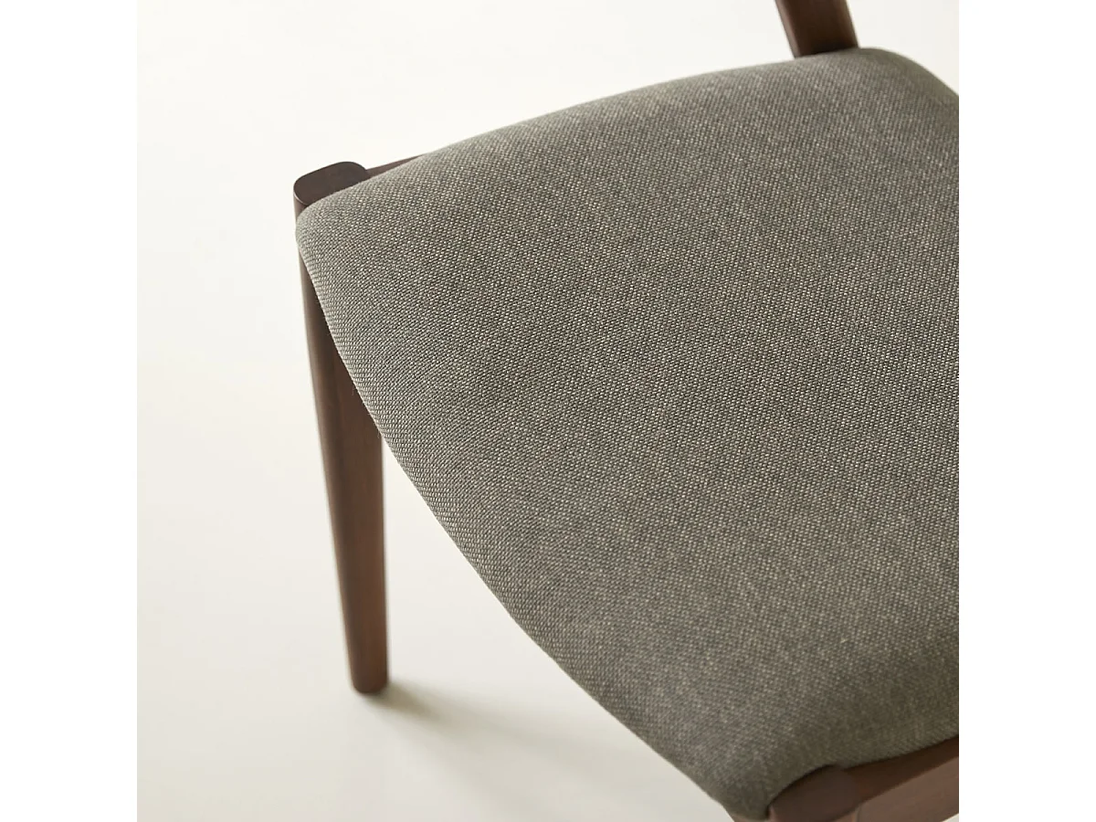 Stuhl Guido aus dunklem, massivem Teakholz und Stoff