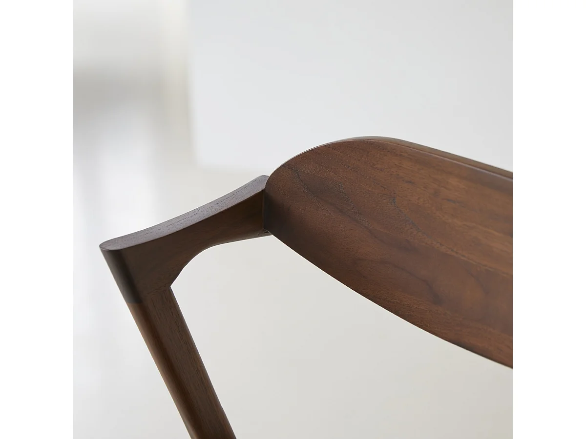 Stuhl Guido aus dunklem, massivem Teakholz und Stoff