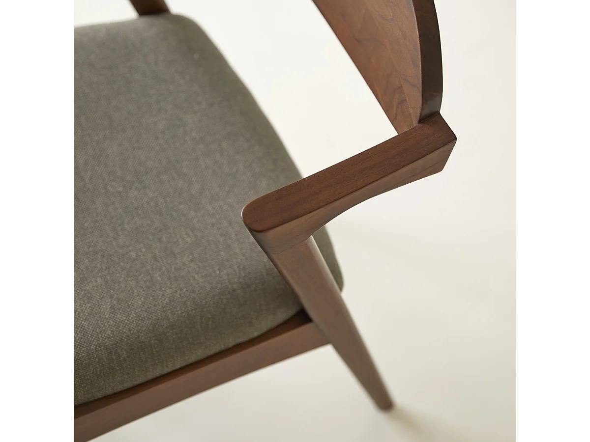 Stuhl Guido aus dunklem, massivem Teakholz und Stoff
