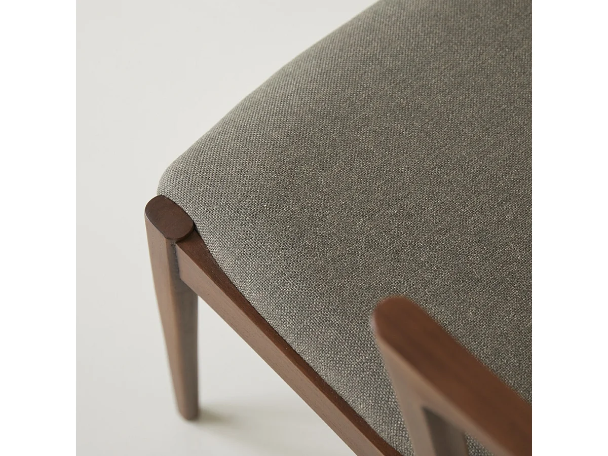 Stuhl Guido aus dunklem, massivem Teakholz und Stoff