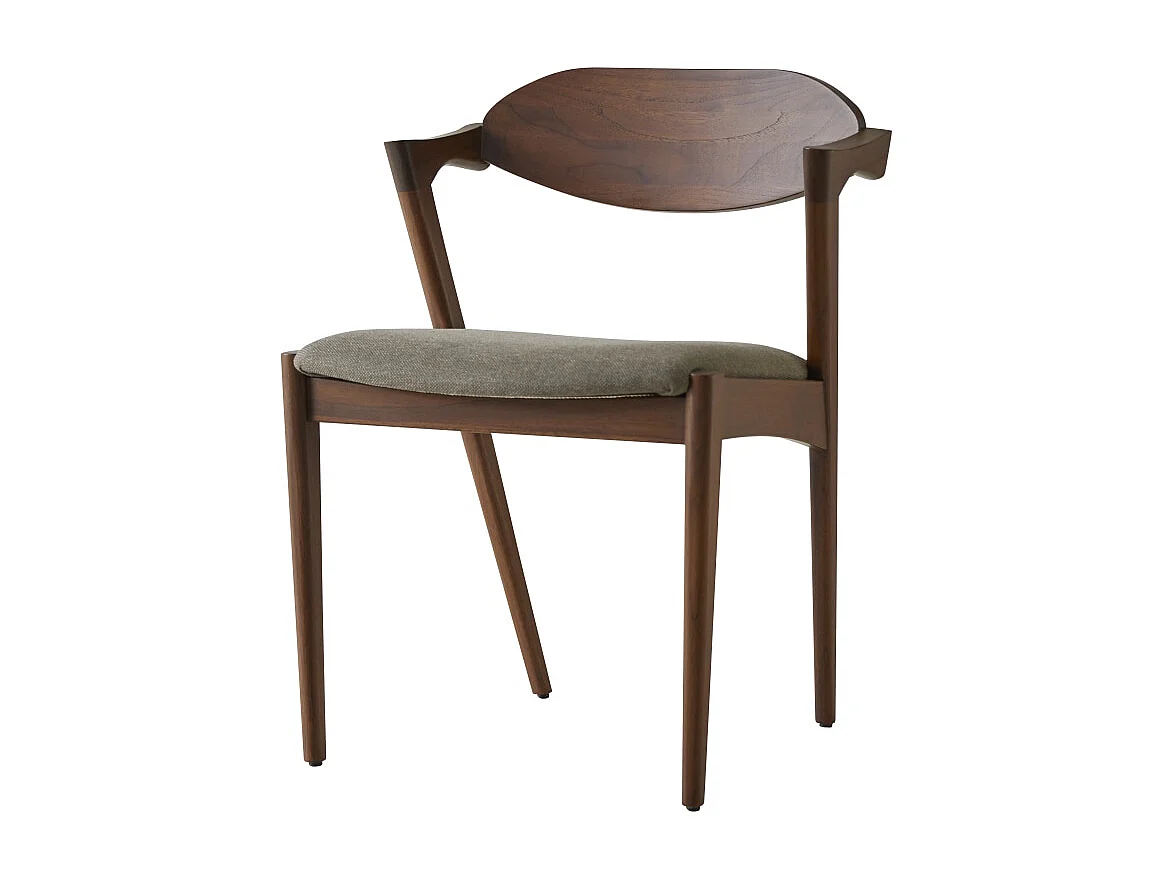 Stuhl Guido aus dunklem, massivem Teakholz und Stoff